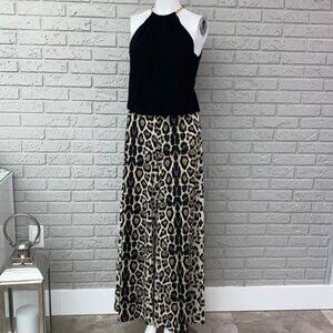 MSK Women Wide Leg Animal Print Halter Jumpsuit Size S